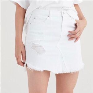 7 For All Mankind White Jean Mini Skirt